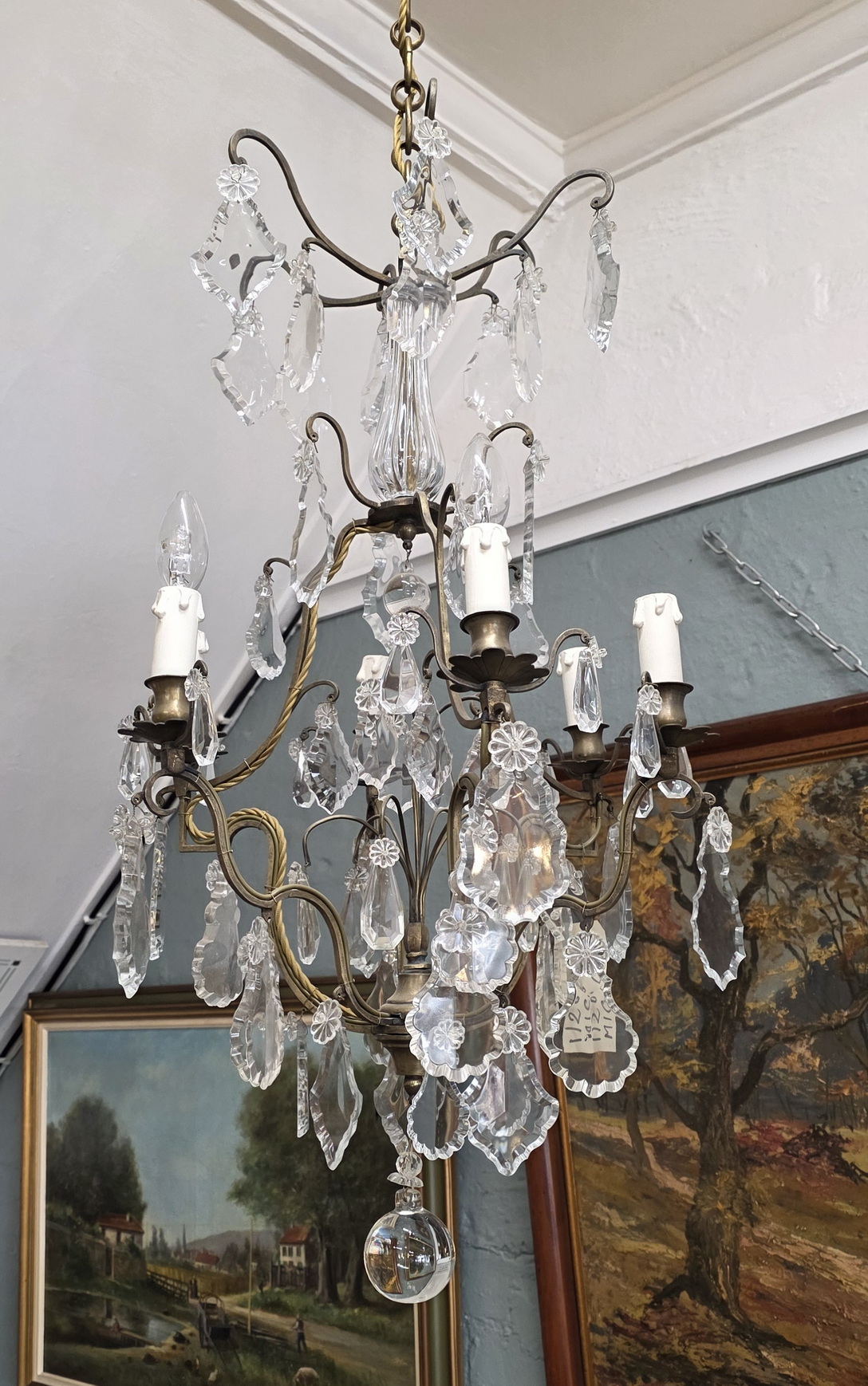 A Parisian Bronze and Crystal Chandelier
